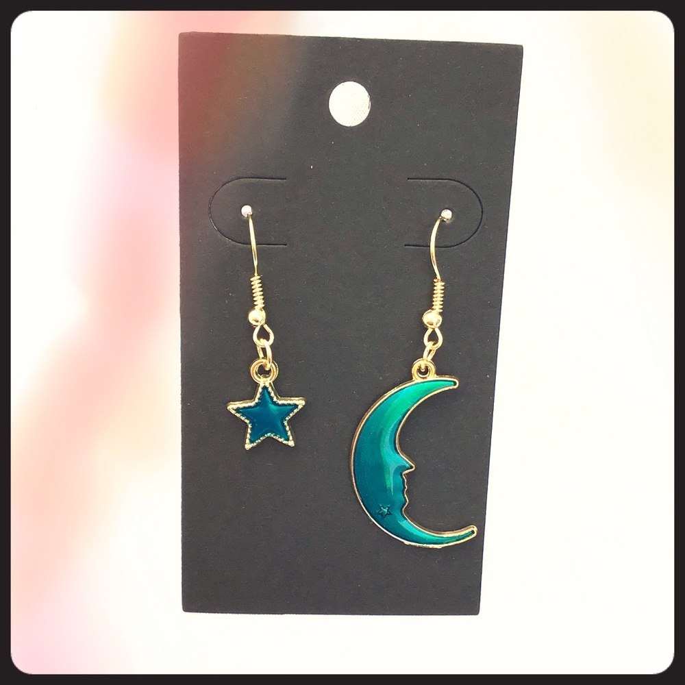 Moon star space earrings